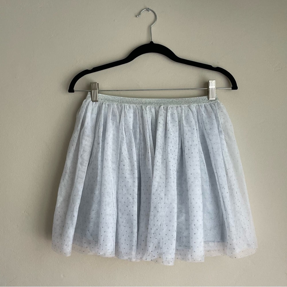 Modern Lux / White & Silver Tulle Circle Skater Skirt